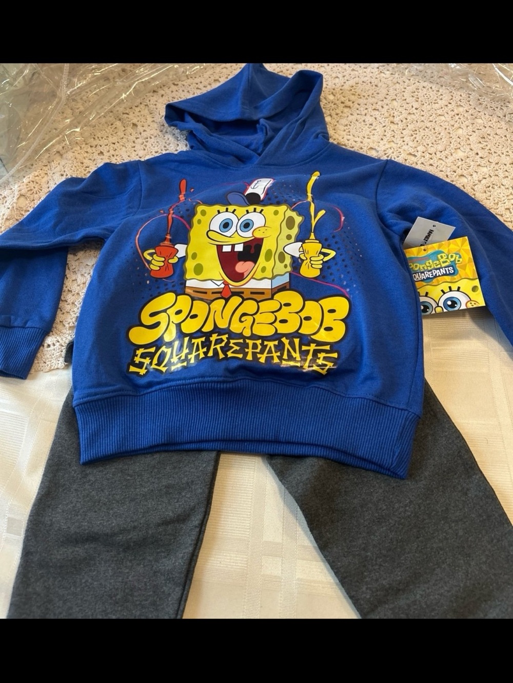 SpongeBob Squarepants Royal Blue Kids Hoodie and jogger set with Graphic